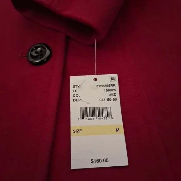 LONDON FOG Red Peacoat NWT Women's Medium Wool Coat Single-Breasted Jacket New - Picture 12 of 15